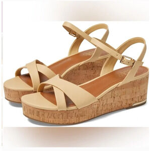 Franco Sarto Pelma Platform Wedge Sandal 10 NWOT Tan Beige Cork Travel Cruise